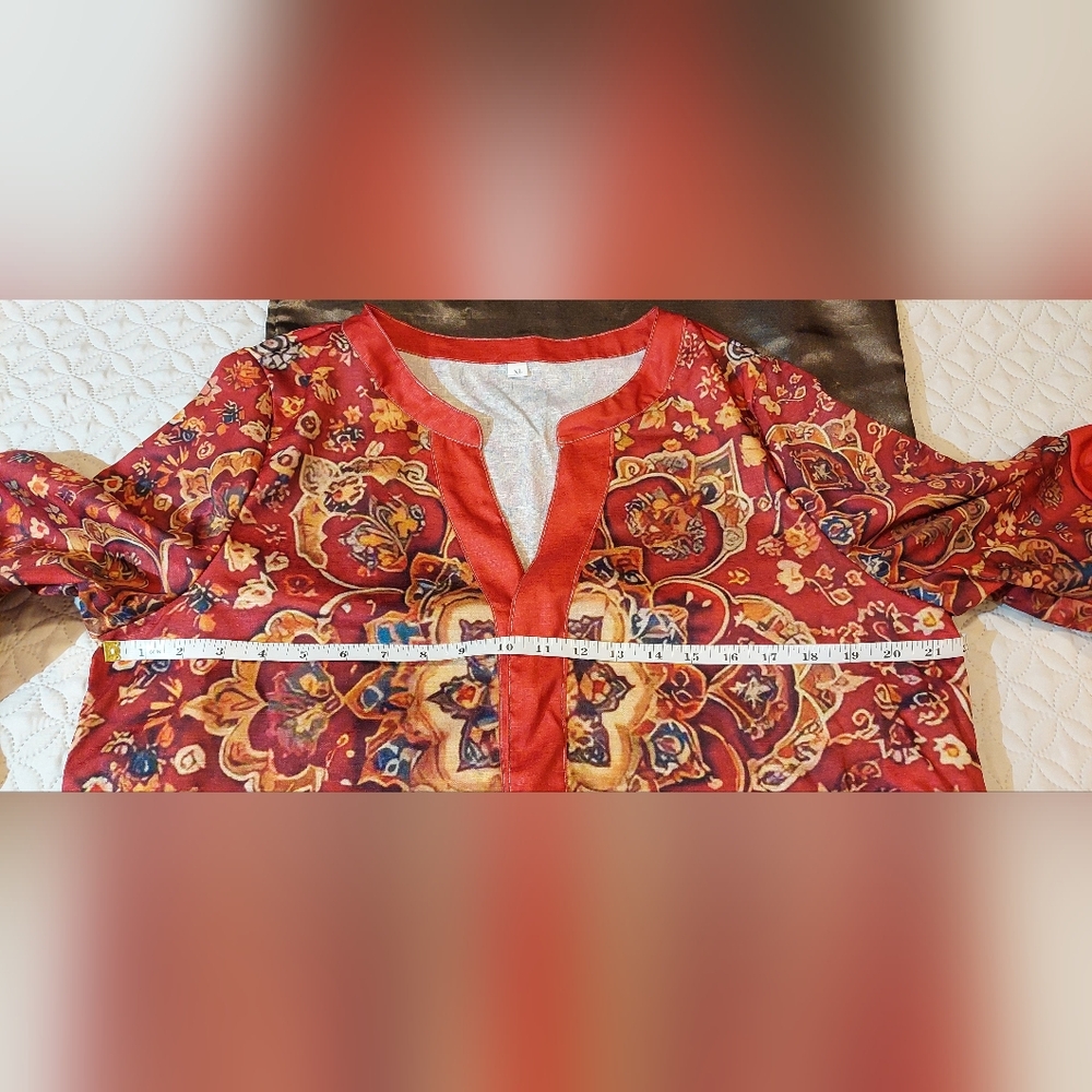 Elegant Red Floral Women's Tunic - Picture 12 of 12
